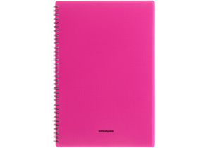 Тетрадь общая А4, 60 л. на гребне OfficeSpace Neon, 202×304 мм, клетка, розовая