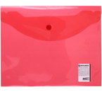 Папка-конверт пластиковая на кнопке Brauberg Small-Size А5, толщина пластика 0,18 мм, прозрачная красная