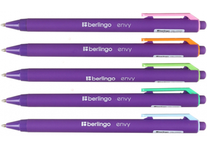 Ручка шариковая автоматическая Berlingo Envy, корпус ассорти, стержень синий