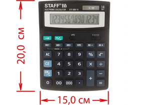 Калькулятор 14-разрядный Staff STF-888-14, черный