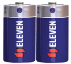 Батарейка солевая Eleven, D, R20, 1.5V, 2 шт.