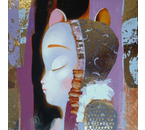 Картина «Сфинкс-1» (Ткаченко В.В.), 30×30 см, фанера, акрил, масло, искусственное золото