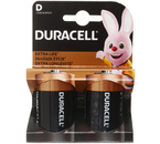 Батарейка щелочная Duracell Extra Life, D, LR20, 1.5V, 2 шт.