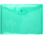 Папка-конверт пластиковая на кнопке Attache, толщина пластика 0,18 мм, прозрачная зеленая