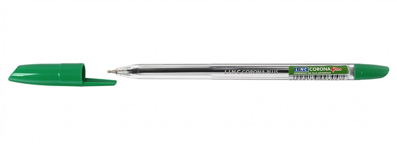 Ручка шариковая Linc Corona Plus корпус прозрачный, стержень зеленый