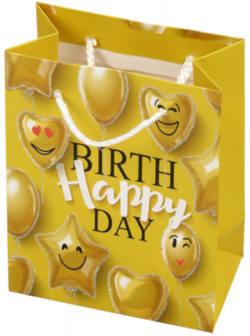 Пакет подарочный «Золотая сказка» 11,4×6,4×14,6 см, глиттер, Happy Birthday