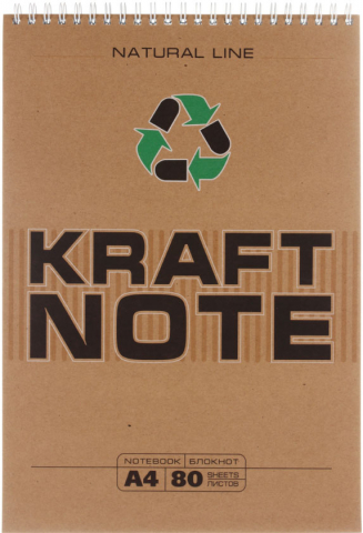 Блокнот на гребне Kraft Note 200×290 мм, 80 л., клетка