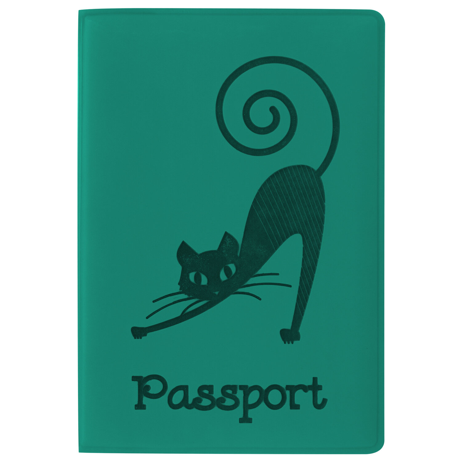 Обложка для паспорта Staff 138×97 мм, «Кошка», бирюзовая