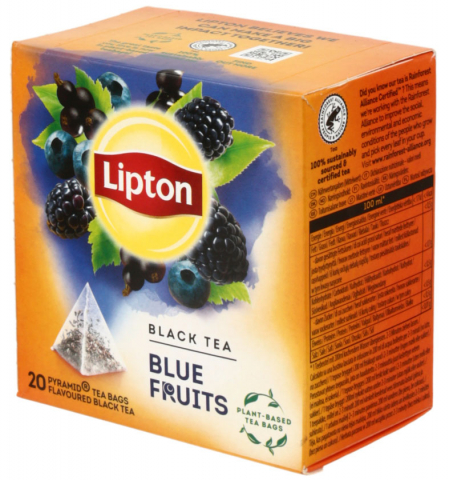 Чай Lipton ароматизированный пакетированный 36 г, 20 пакетиков, Blue Fruits, черный чай