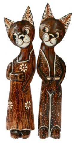 Сувенир деревянный «Сима-Ленд» 50×12×12 см, 2 шт., «Парочка котов в одежде»