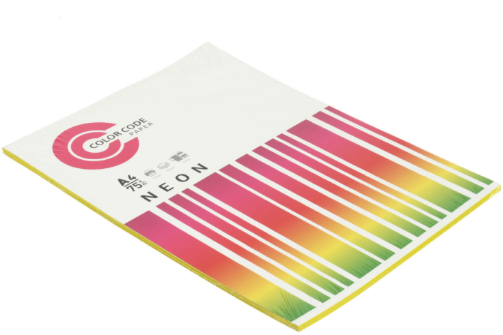 Бумага офисная цветная Color Code Neon А4 (210×297 мм), 75 г/м², 50 л., желтая