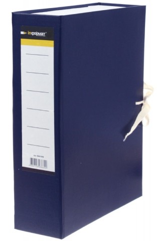 Короб архивный бумвиниловый на завязках inФормат корешок 80 мм, 230×320×80 мм, вертикальный, синий