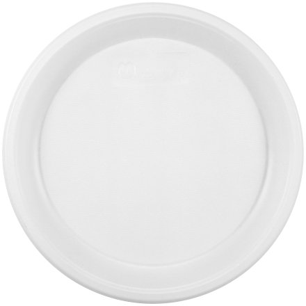 Тарелка одноразовая пластиковая десертная, диаметр 22 см, белая