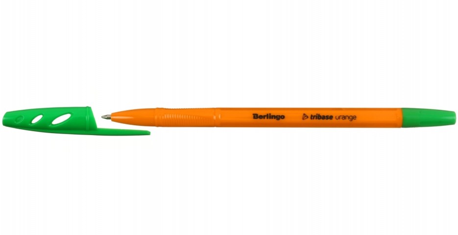 Ручка шариковая Berlingo Tribase Orange корпус оранжевый, стержень зеленый