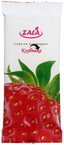Салфетки влажные Zala, 10 шт., «Клубника» Салфетки влажные Zala, 10 шт., «Клубника»