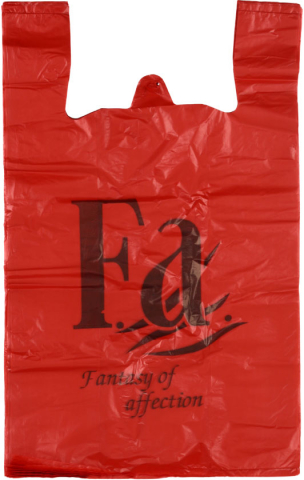 Пакет-майка Klebebander (упаковка) 30+16×54 см, 30 мкм, с логотипом Fа, 50 шт., красный