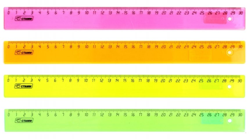 Линейка пластиковая «Стамм» 30 см, флуоресцентная прозрачная, ассорти (цена за 1 шт.)