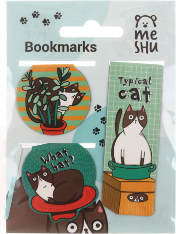 Закладки магнитные для книг Meshu 3 шт., Juisy Cat