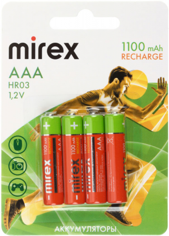 Аккумулятор Mirex AAA, 1.2V, 1100 mAh (4 шт. в упаковке)