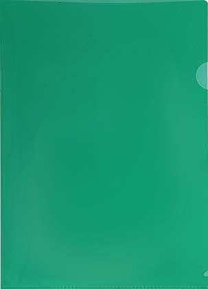 Папка-уголок пластиковая inФормат А4+ толщина пластика 0,15 мм, прозрачная зеленая