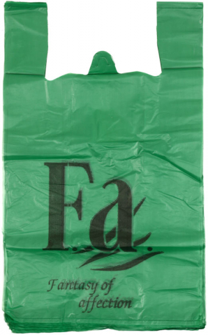 Пакет-майка A.D.M (упаковка) 30+18×57 см, 30 мкм, с логотипом Fа, 50 шт., зеленый