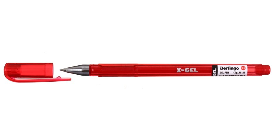 Ручка гелевая Berlingo X-Gel корпус красный, стержень красный
