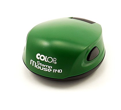 Полуавтоматическая оснастка Colop Stamp Mouse R40 для клише печати ø40 мм, корпус зеленого цвета
