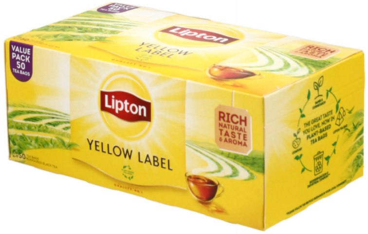 Чай Lipton Yellow Label Tea 100 г, 50 пакетиков, черный чай