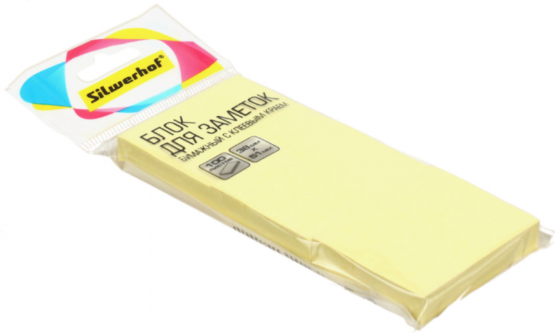 Бумага для заметок с липким краем Silwerhof 38×51 мм, 3 блока×100 л., пастель желтая