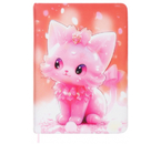 Книжка записная детская 3D «Кошка» (ПВХ-обложка), 124×177 мм, 96 л., линия, с закладкой-ляссе (розовый фон)