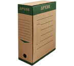 Короб архивный из гофрокартона «ОфисПремьер», корешок 100 мм, 327×100×240 мм, бурый с зеленым