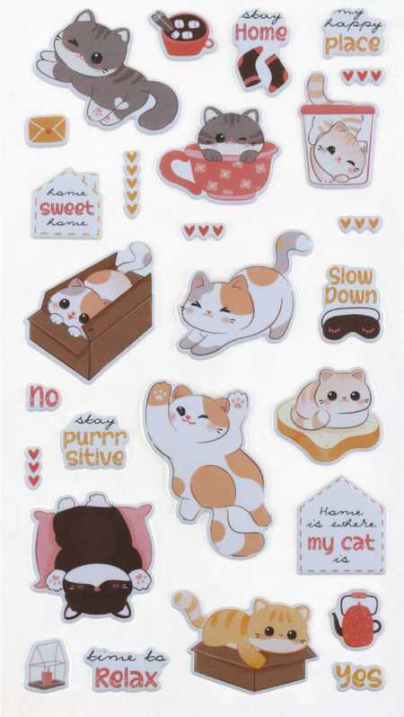 Наклейки гелевые Meshu, 10*23 см, Moon Cat Наклейки гелевые Meshu, 10*23 см, Moon Cat