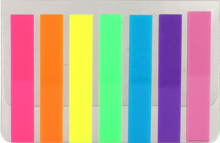 Закладки-разделители пластиковые с липким краем OfficeSpace, 45*8 мм, 20 л.*7 цветов, неон