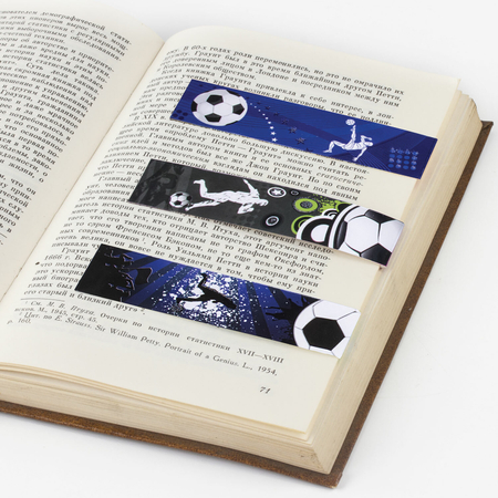 Закладки магнитные для книг «Юнландия», 6 шт., 25*196 мм, «Футбол»