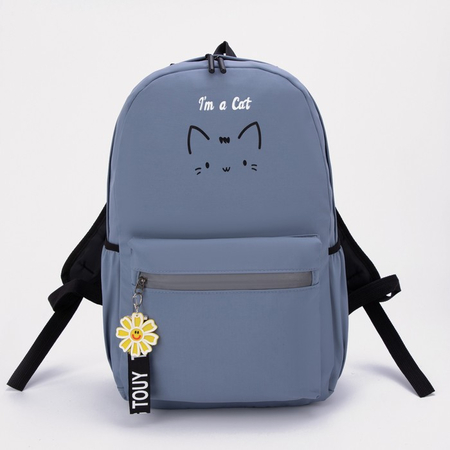 Рюкзак молодежный «Кошка», 29*16*42 см, синий