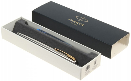 Ручка подарочная перьевая Parker Jotter Core Stainless Steel GT, корпус серебристый 