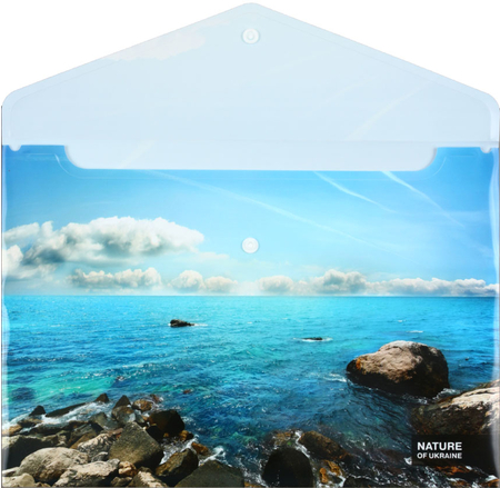 Папка-конверт пластиковая на кнопке Optima, толщина пластика 0,18 мм, Nature of Ukraine, ассорти