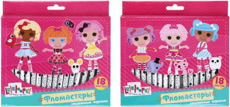 Фломастеры Lalaloopsy, 18 цветов, толщина линии 1-2 мм, вентилируемый колпачок, ассорти (цена за 1 набор)