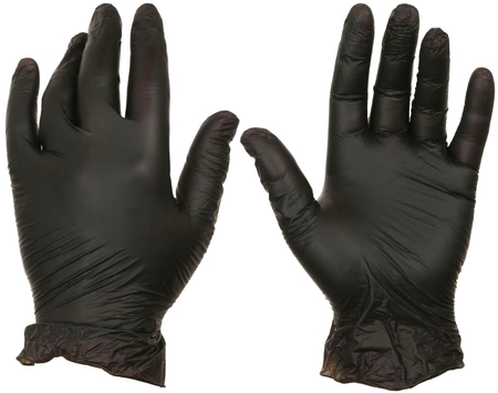 Перчатки виниловые одноразовые Aviora, размер L, 50 пар (100 шт.), черные
