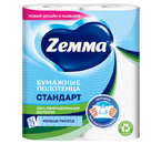 Полотенца бумажные Zemma «Стандарт» (в рулоне), 2 рулона, ширина 225 мм, белые