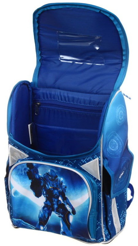 Рюкзак школьный каркасный Robot Space, 340*260*130 мм, синий