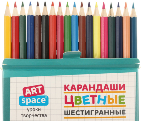 Карандаши цветные ArtSpace «Милые зверушки», 18 цветов, длина 175 мм