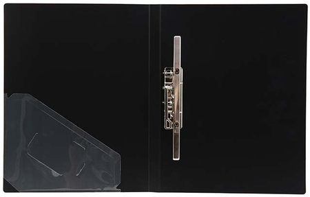 Папка пластиковая с боковым зажимом и карманом Panta plast, толщина пластика 0,6 мм, черная