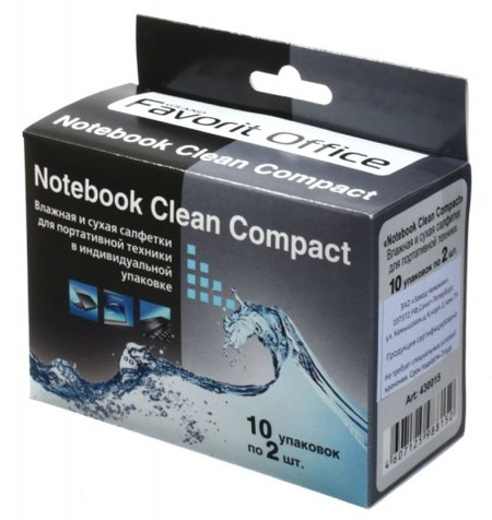 Салфетки чистящие для портативной техники Notebook Clean Compact, 10*2 шт.