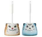 Подставка под ёрш фарфоровая «Кошка», 34×17×17 см, с ёршиком, ассорти