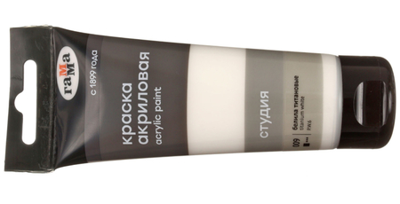 Краска акриловая художественная «Гамма. Студия» в тубе, 75 мл, белила титановые