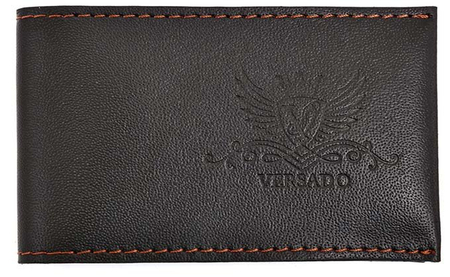 Визитница из натуральной кожи Versado 071.1, 65*110 мм, 1 карман, 16 листов, черная