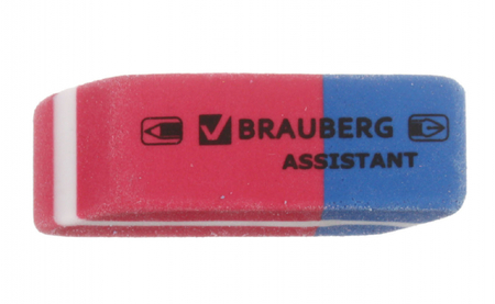 Ластик Brauberg Assistant 80, 41*14*8 мм, красный с синим