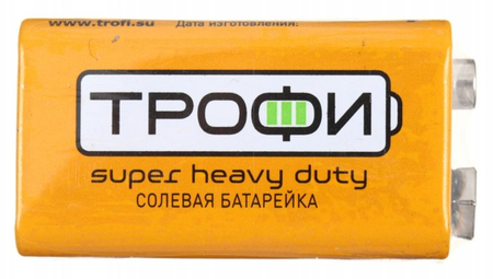 Батарейка солевая «Трофи» Heavy Duty, 9V, 6F22, 0% 