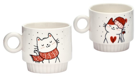 Набор керамических кружек Sima-Land, 2 шт.*250 мл, «Снежные котики»